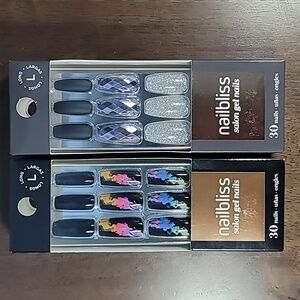 Dashing Diva NailBliss -Salon Gel Nails - Black Lot - L Length NIB